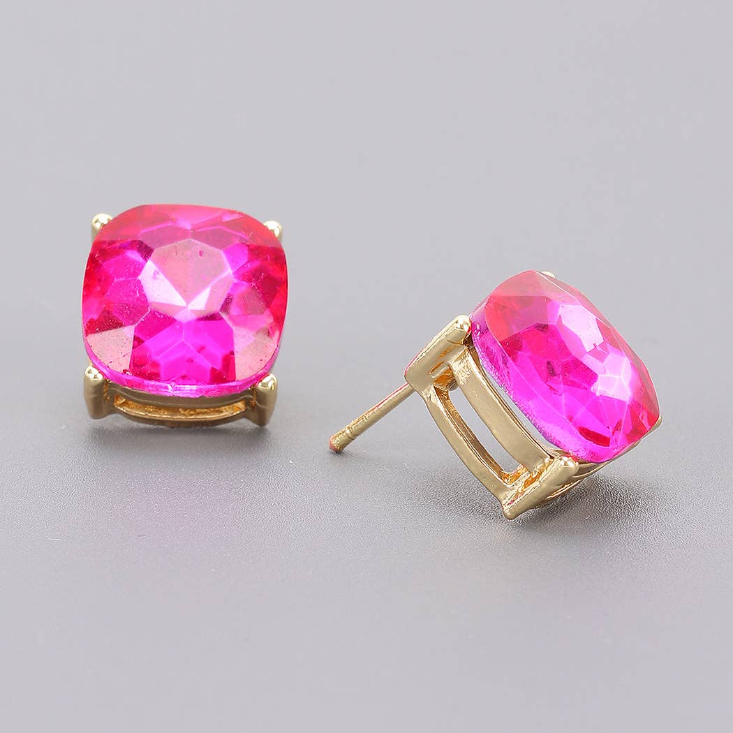 Square Crystal Stud Earrings: FU