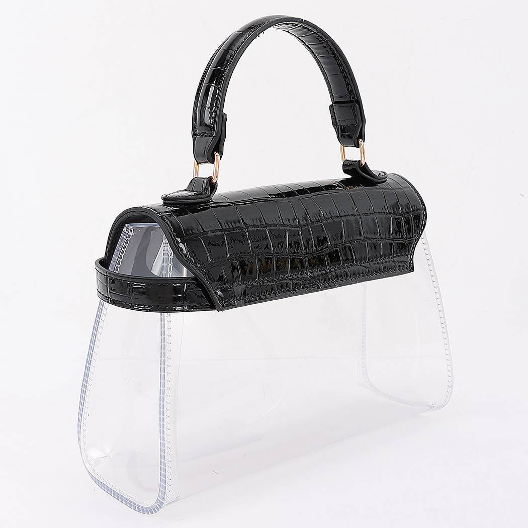 Transparent Black Top Stadium Bag