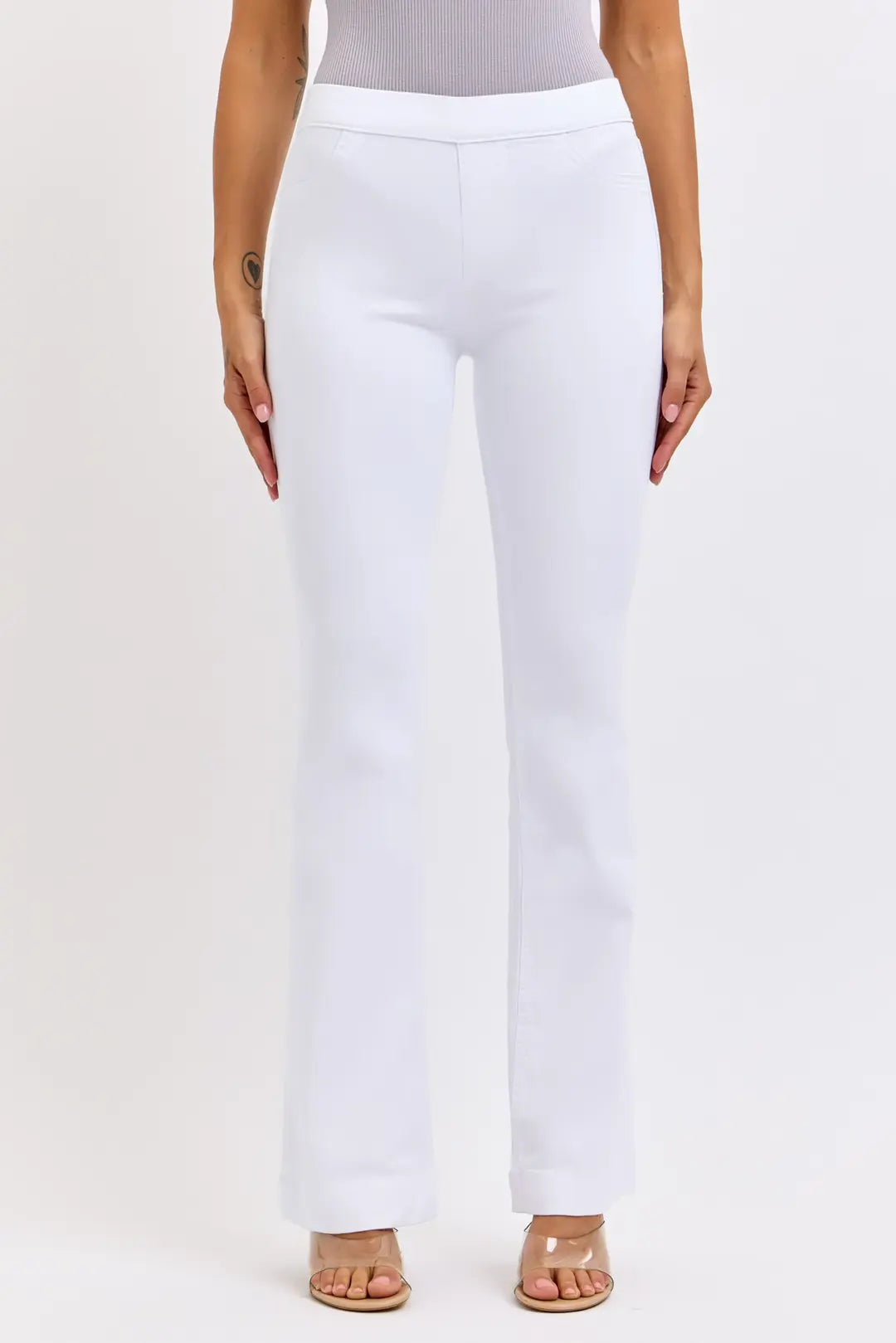 White Cello Mid Rise Flare Jegging