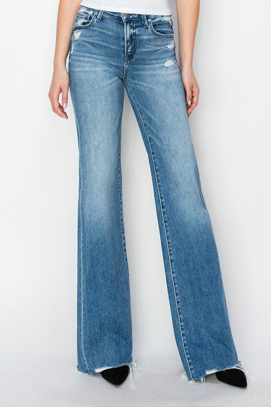 Risen Tummy Control Mid Rise Wide Jeans