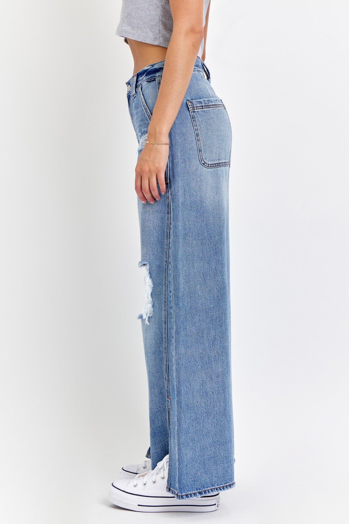 Cello High Rise Carpenter Wide Leg With Front Slits