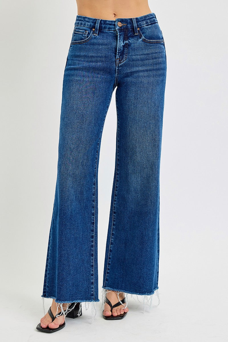 Risen Tummy Control Mid Rise Wide Jeans