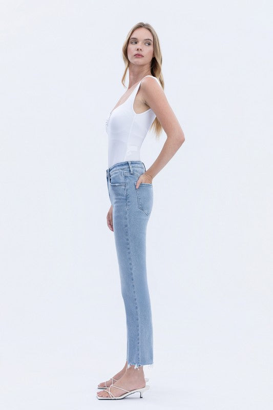 Vervet Ella High Rise Raw Hem Kick Flare Jeans