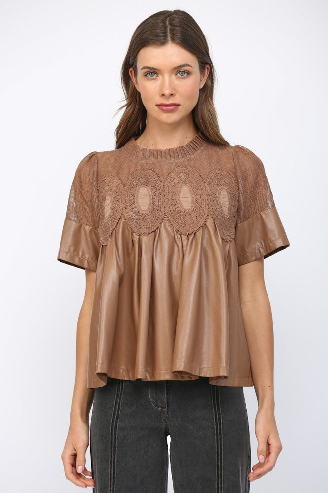 Mocha Charm Babydoll Top