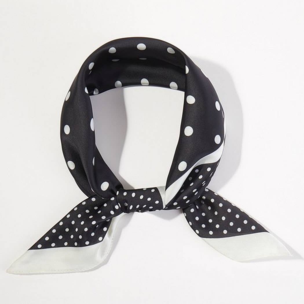 Black Polka Dots Print Bandana