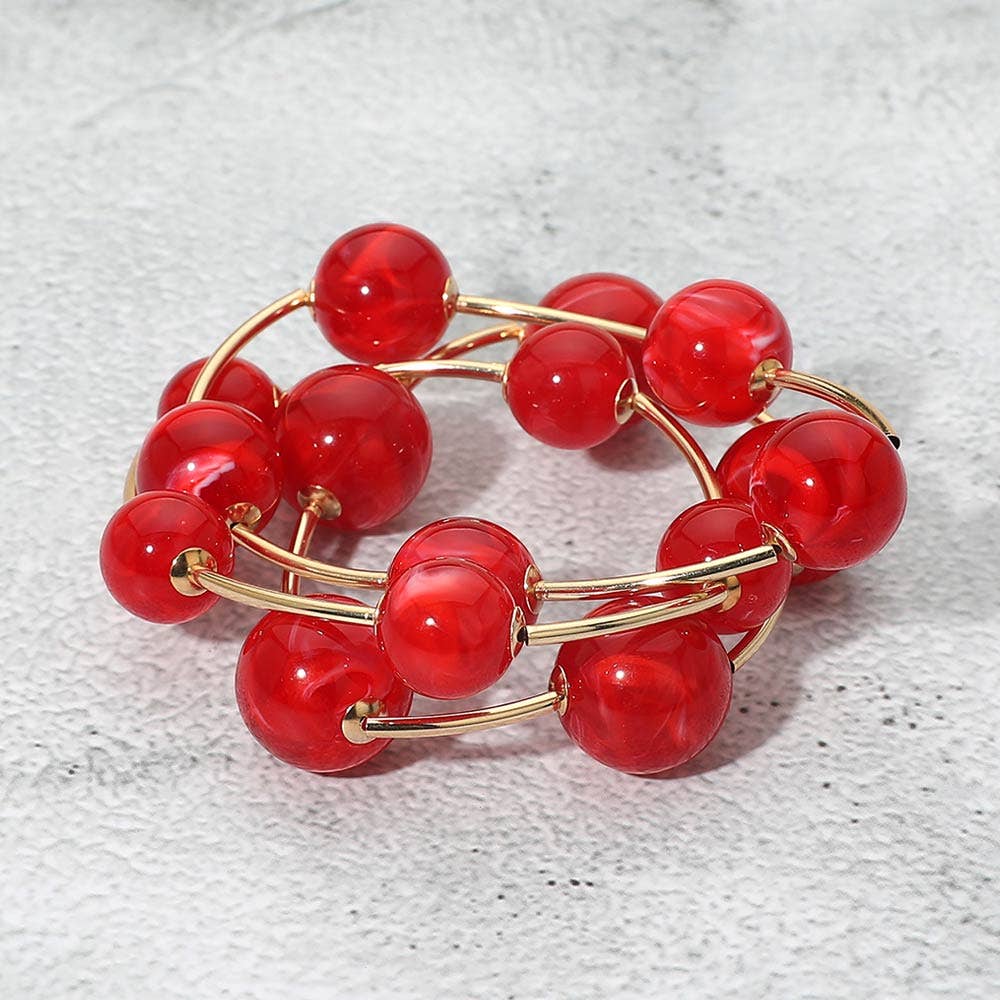 Bold Beaded Wire Beaded Stretch Multi Layered Bracelets Two Colors