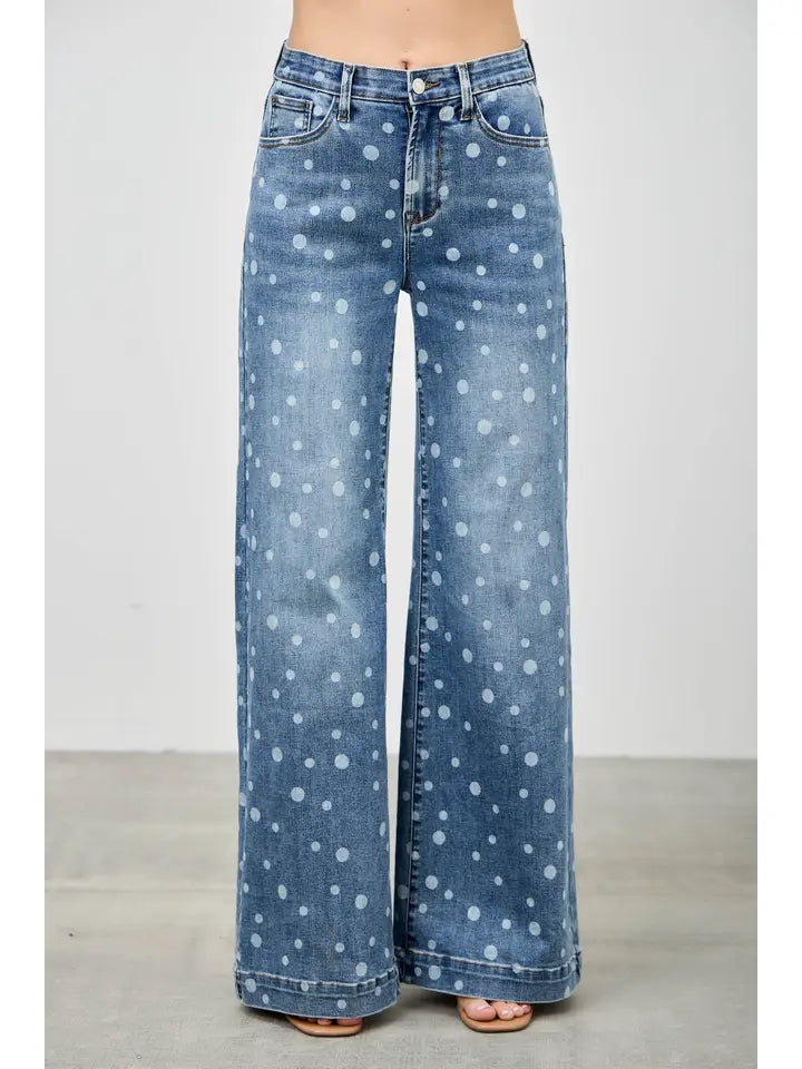 Confetti Dot Wide Leg Jeans