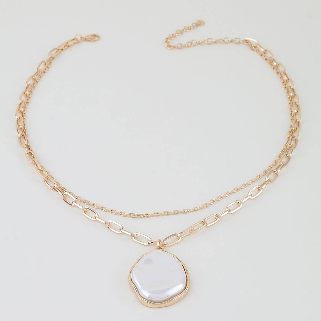 Double Stone Link Chain Necklace