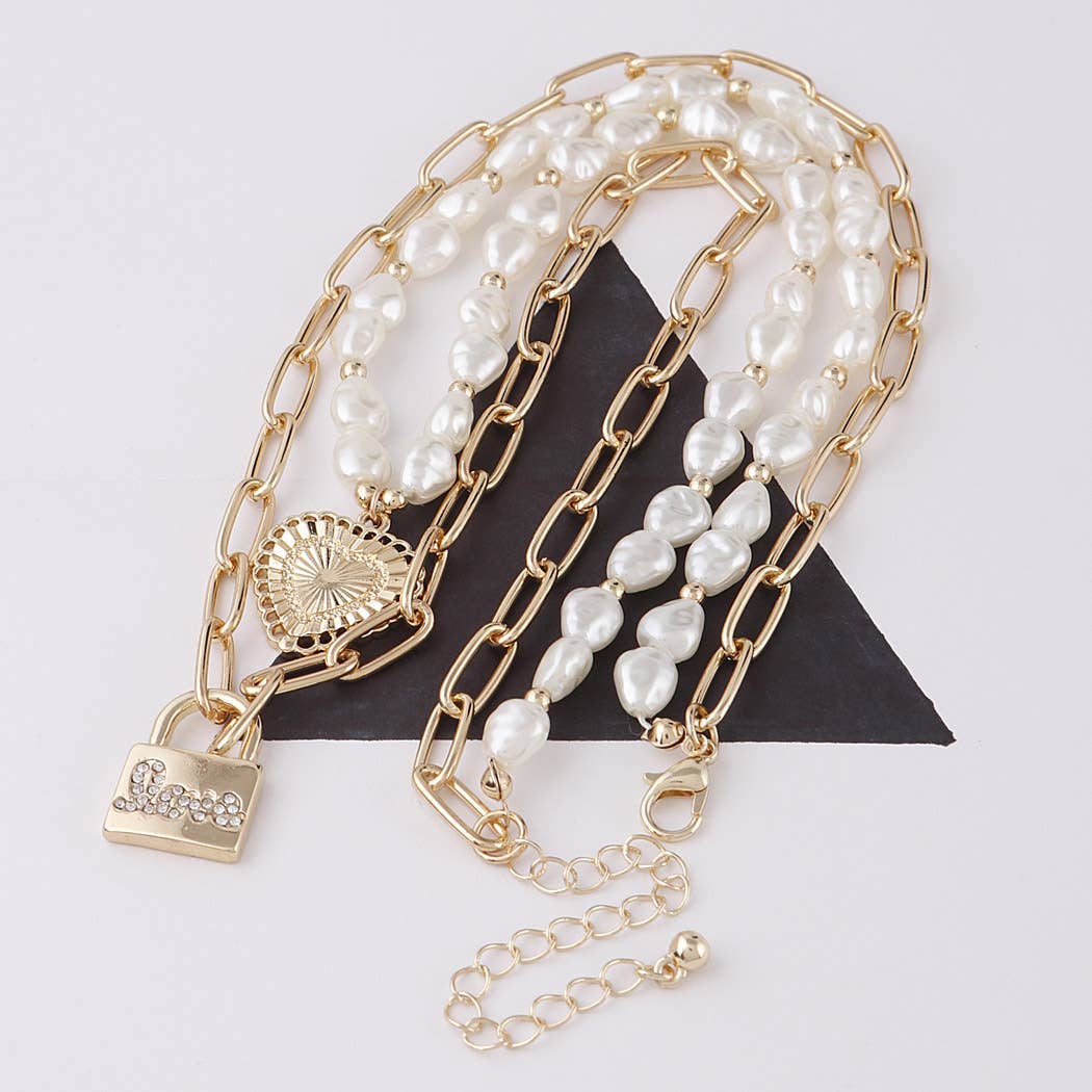 Heart and Lock Pendant Necklace Gold or Silver