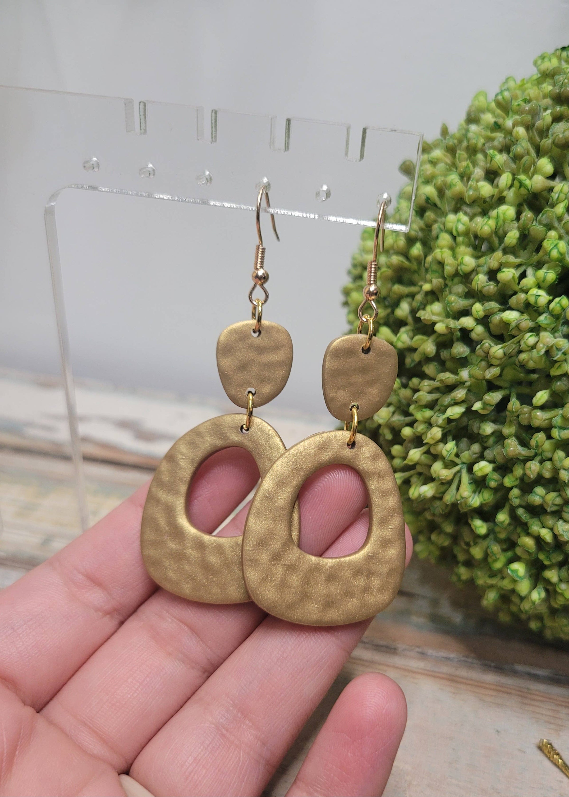 Golden Hammered Clay Dangles
