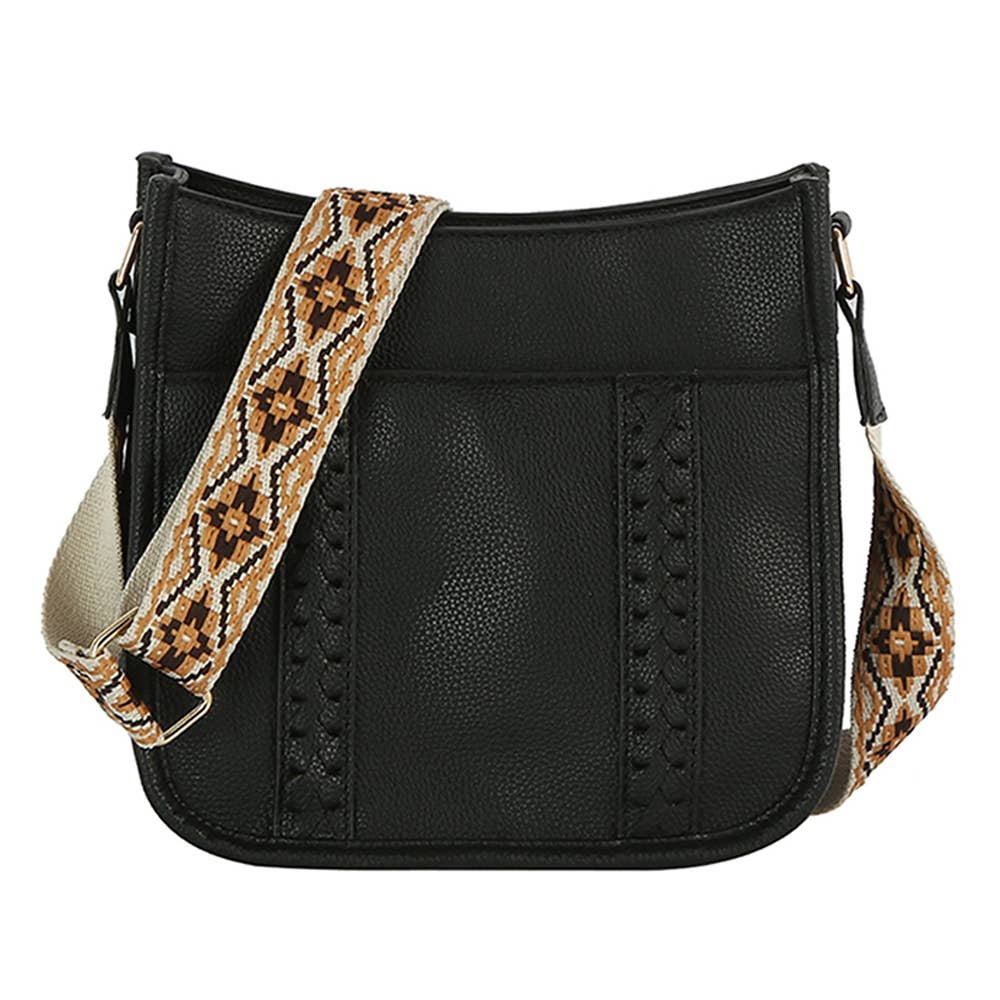 Weaving Detail Guitar Strap Crossbody Bag