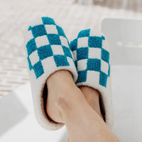 Blue Checkered Slippers
