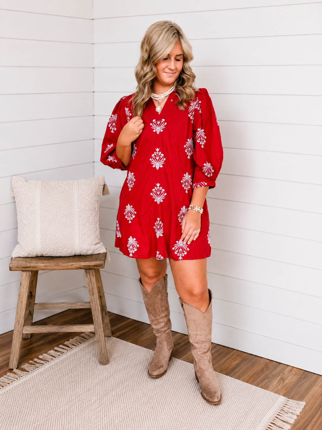 Rosewood Embroidered Dress