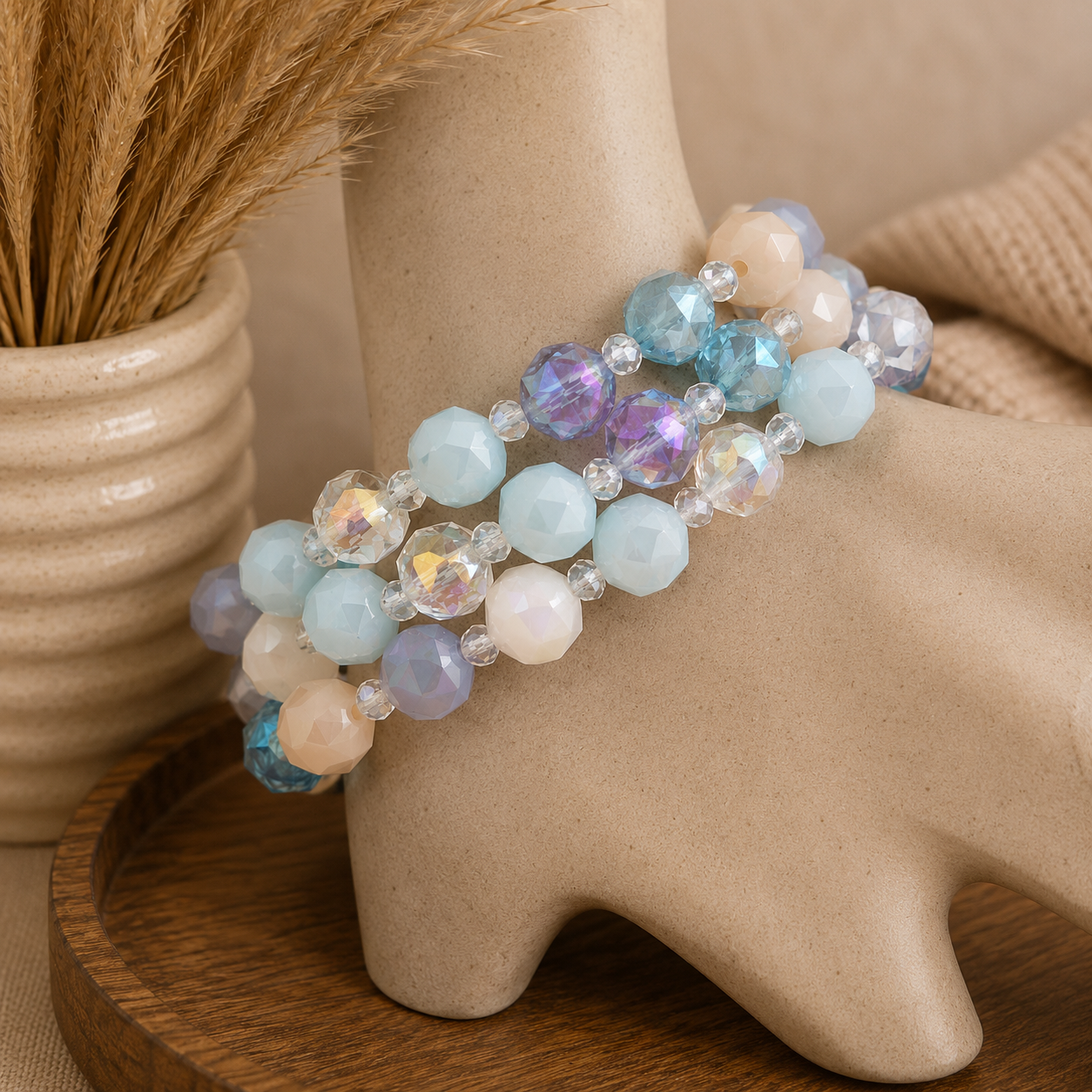 Multi Crystal Prism Beaded Bracelet: BLMT