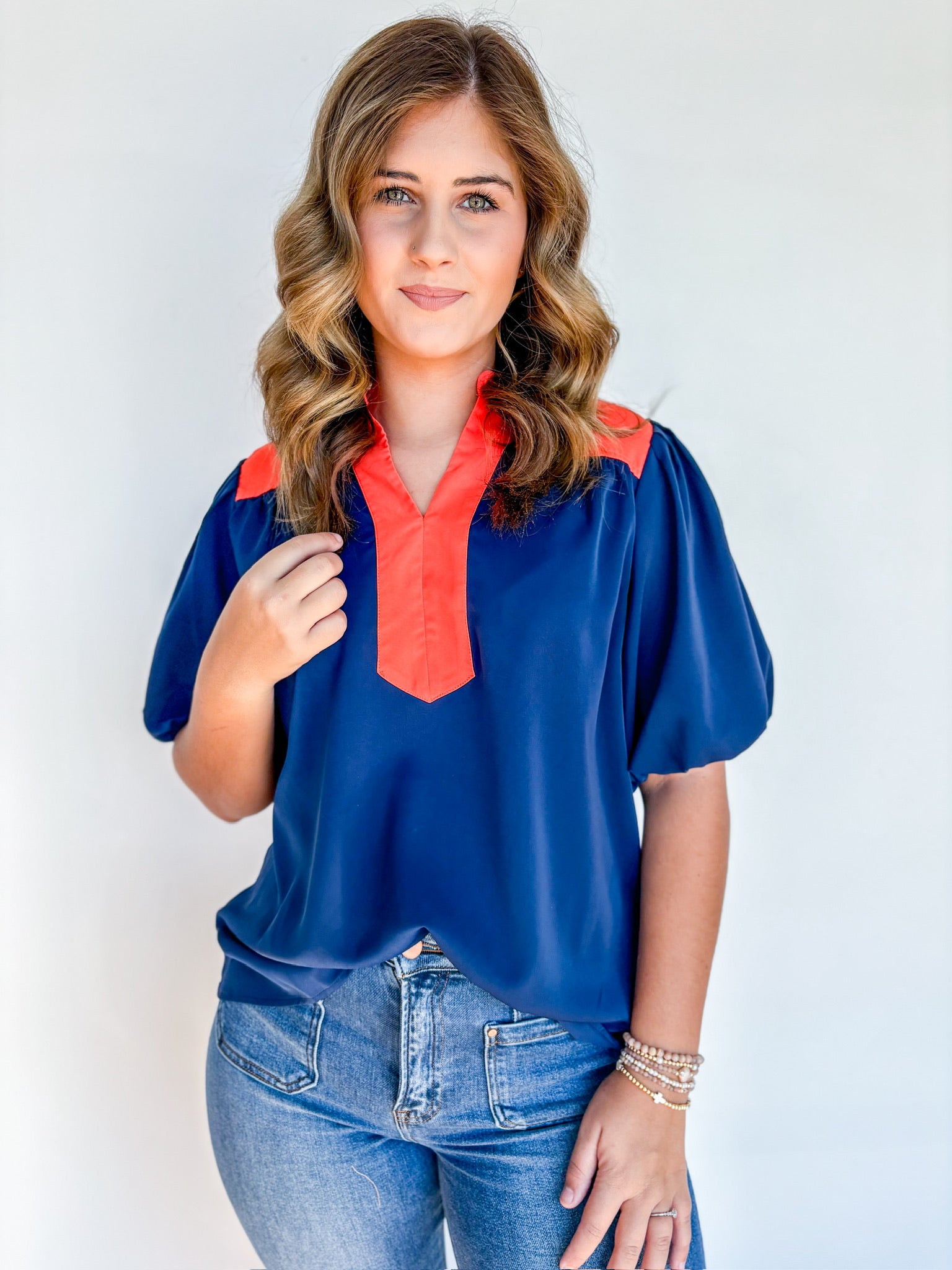 Midnight Ember Puff Sleeve Blouse