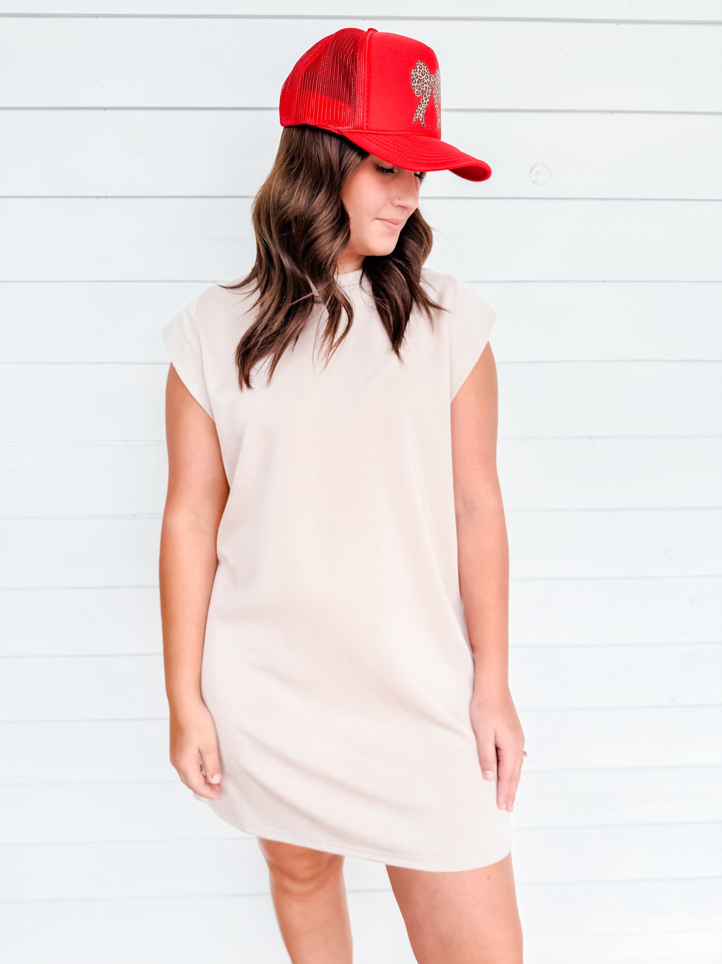 Soho Shoulder Mini Dress Almond or Sage Green