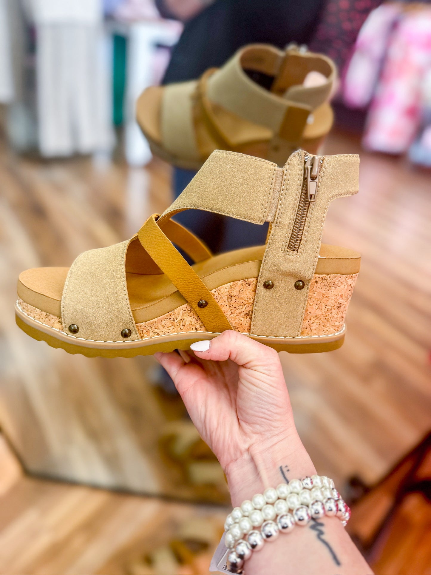 Yellow Box Taupe Wedge Sandal