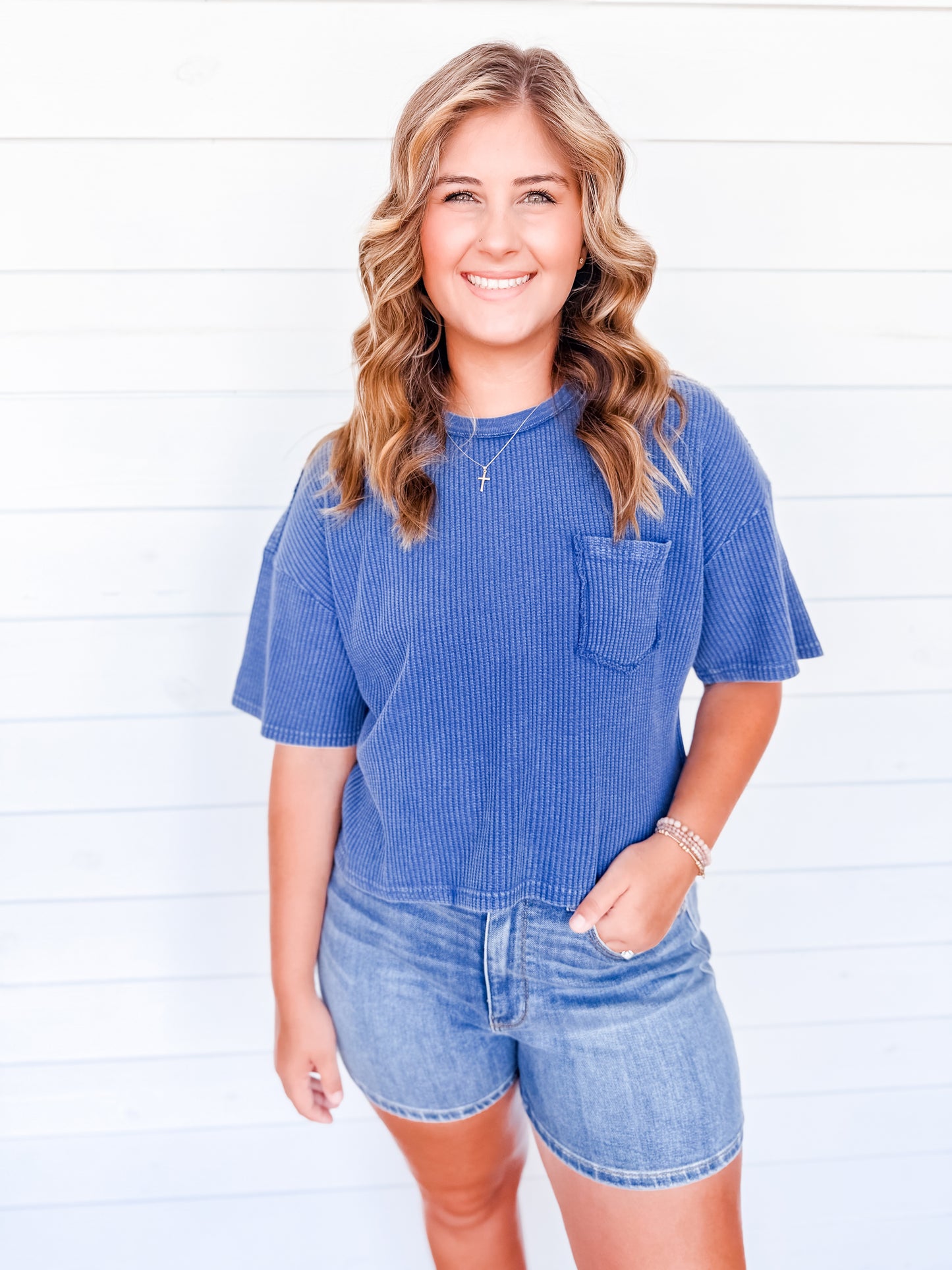 Midnight Waffle Knit Top