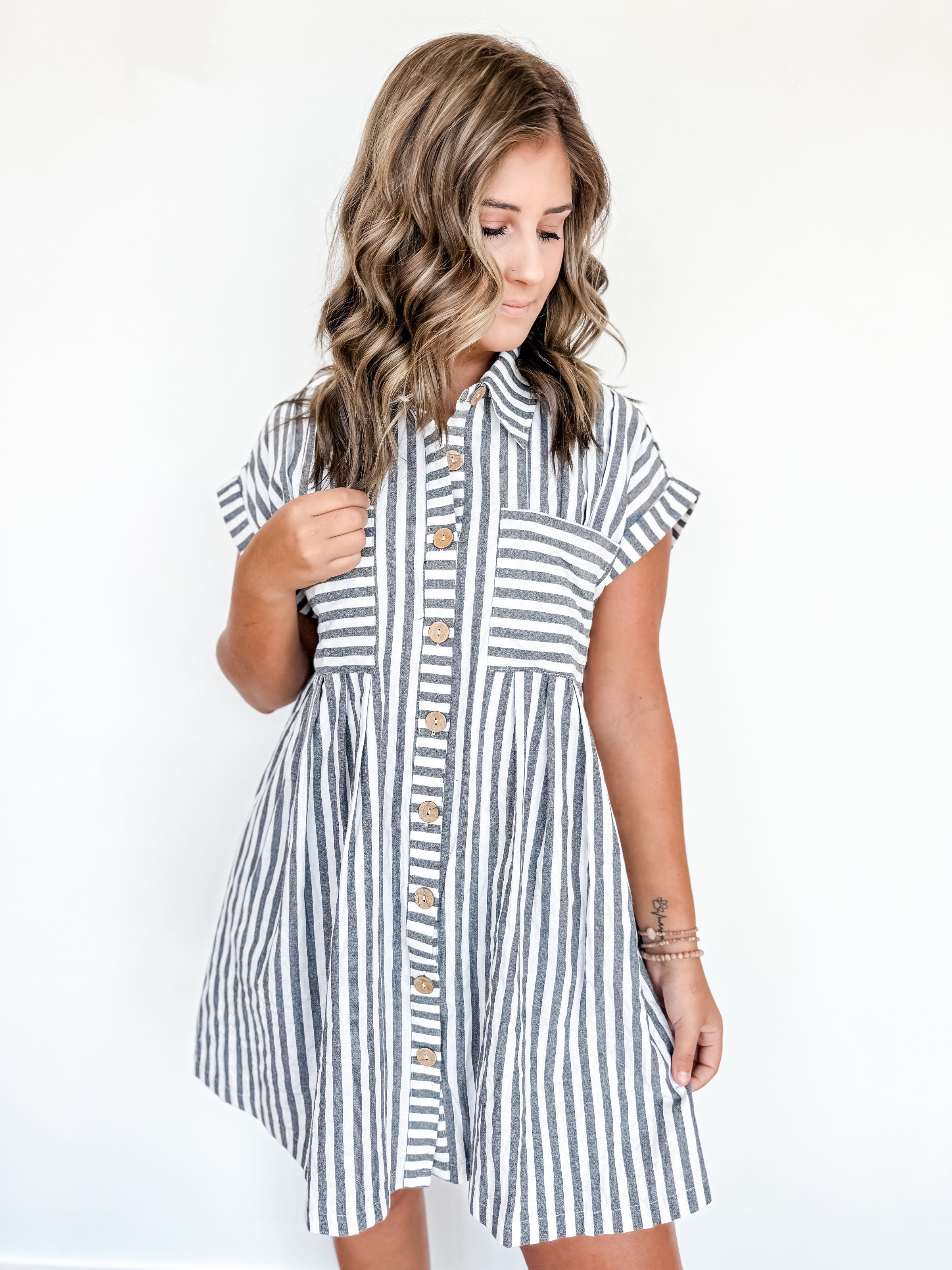 Ally Striped Button Down Dress