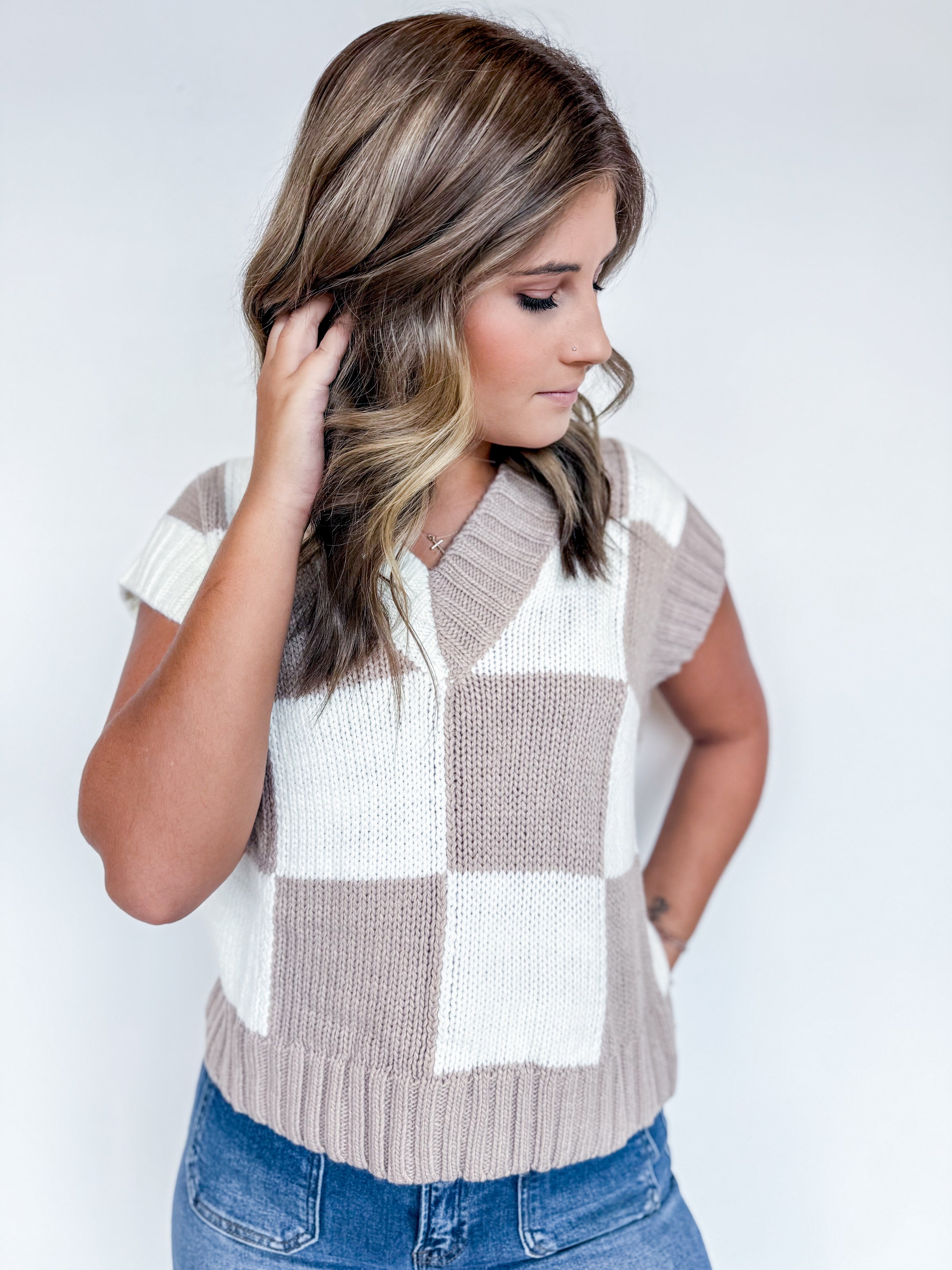Check Yes Vest Sweater