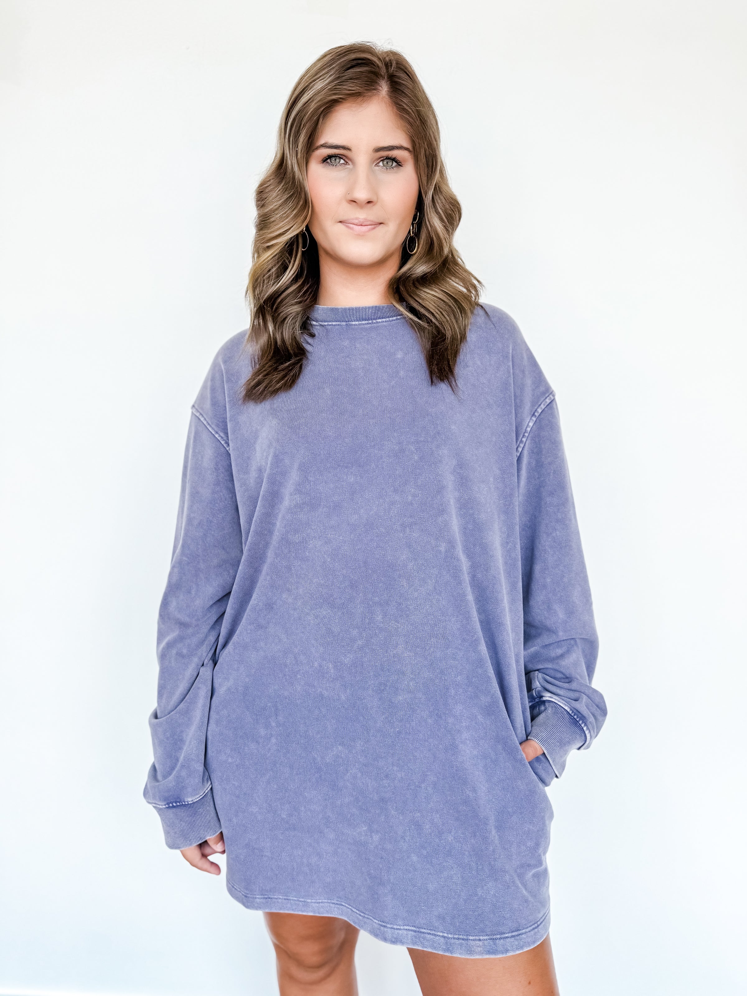 Mineral Wash Sweatshirt Dress Three Colors!
