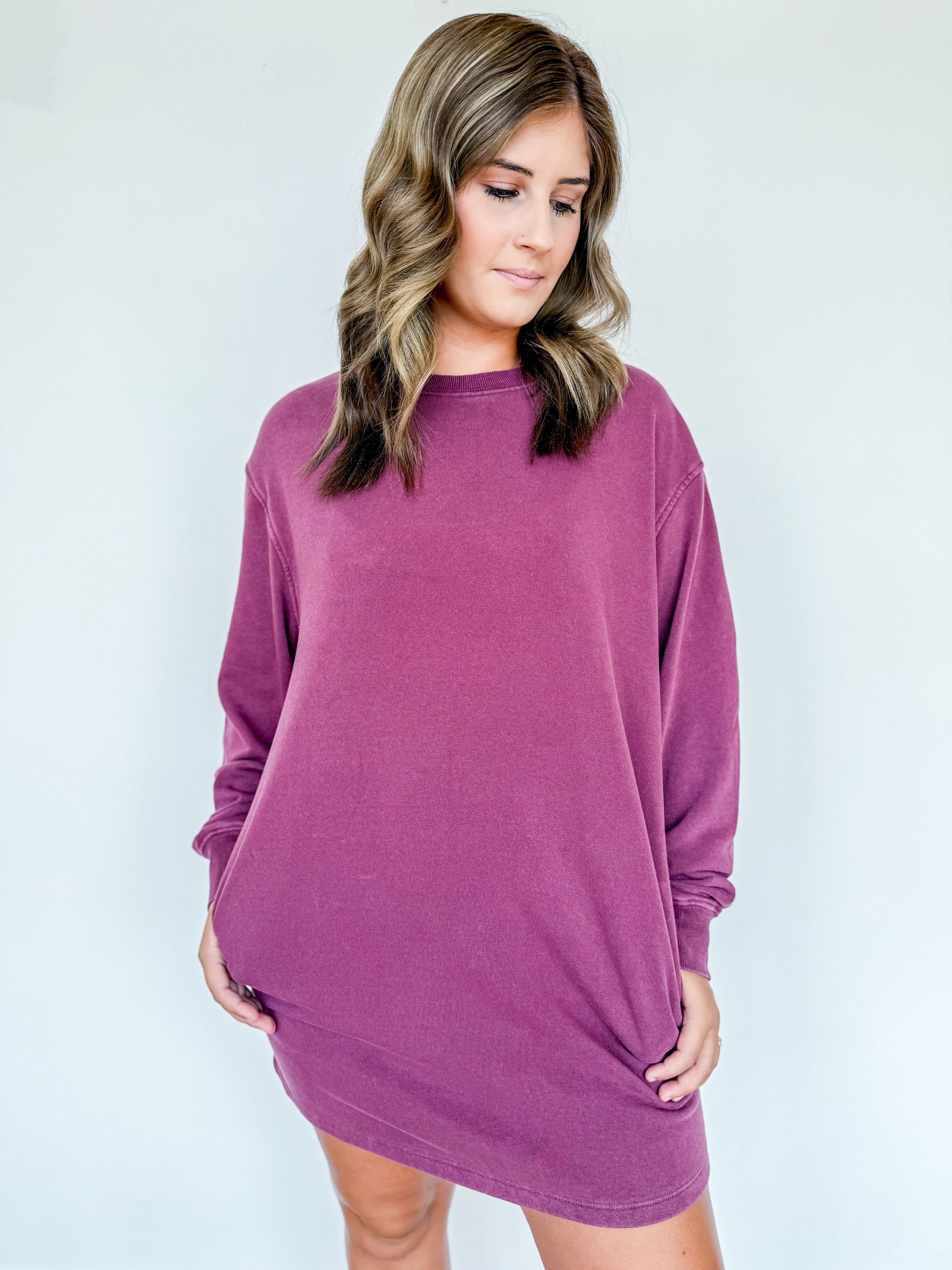 Mineral Wash Sweatshirt Dress Three Colors!