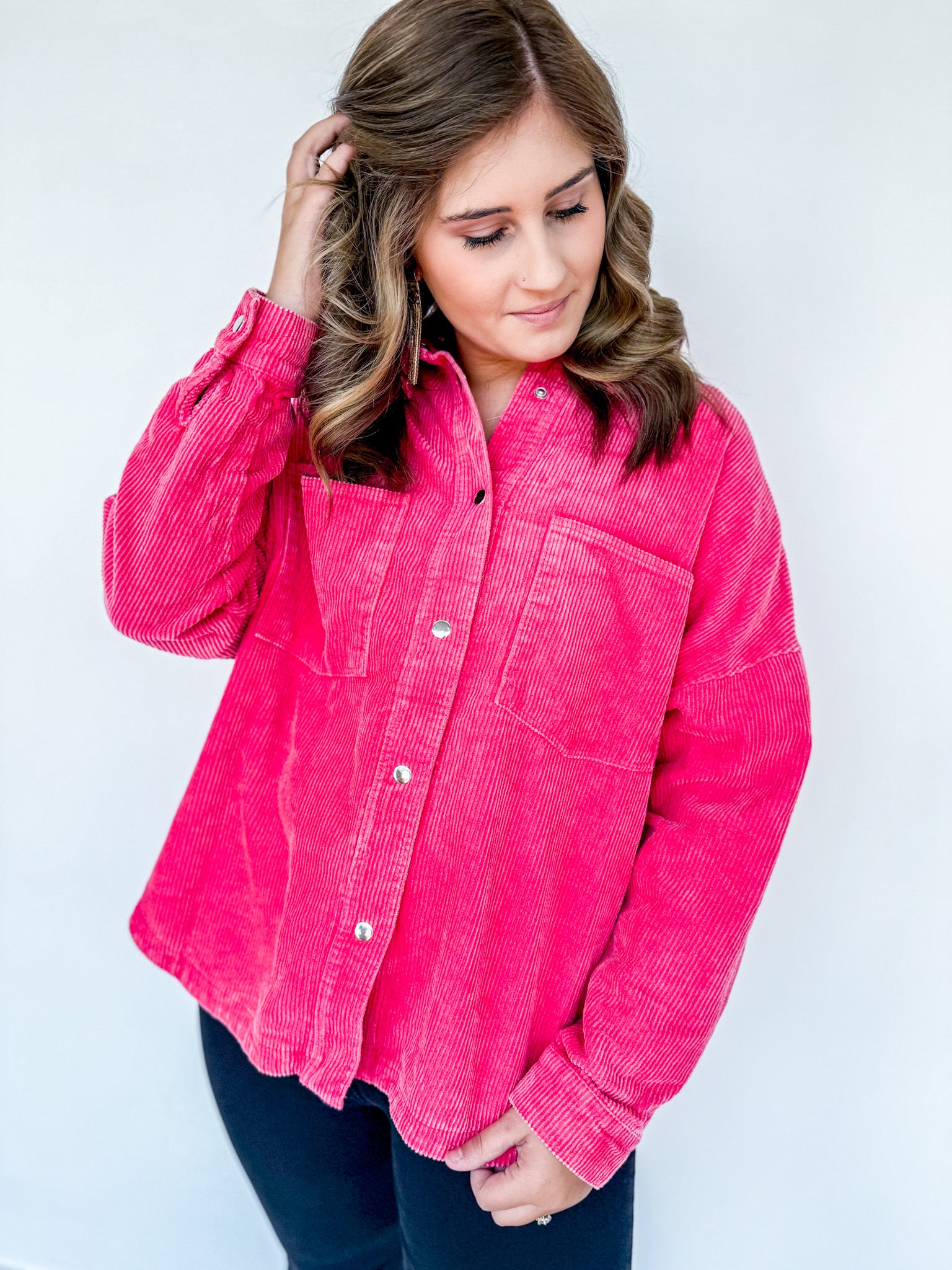Fuschia Corduroy Top