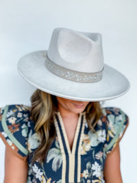 Embroidered Flower Strap Fedora Hat Two Colors!