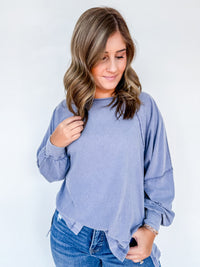 Washed Oversized Long Sleeve Top Two Colors!