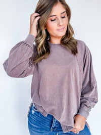 Washed Oversized Long Sleeve Top Two Colors!