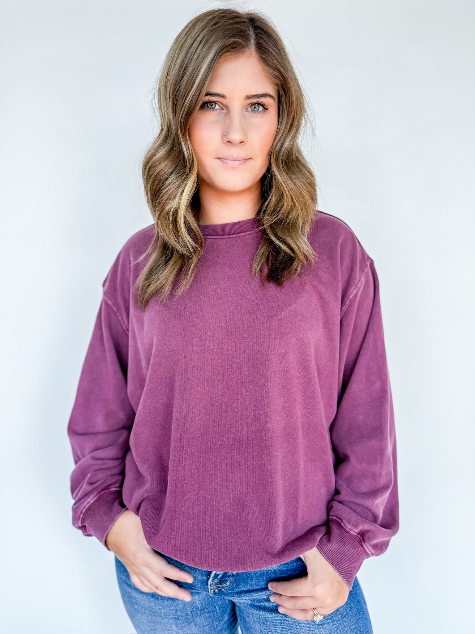 Dark Cherry Oversized Mineral Washed Sweatshirt