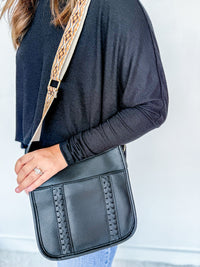 Weaving Detail Guitar Strap Crossbody Bag