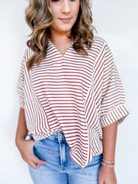 Stripe & Flirt Ruffle Top Two Colors!