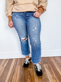 Jewel Risen Bootcut Frayed Denim