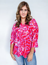 Red Mirage Batwing Top