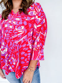 Red Mirage Batwing Top