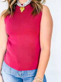 Chic Mock Neck Knit Tank