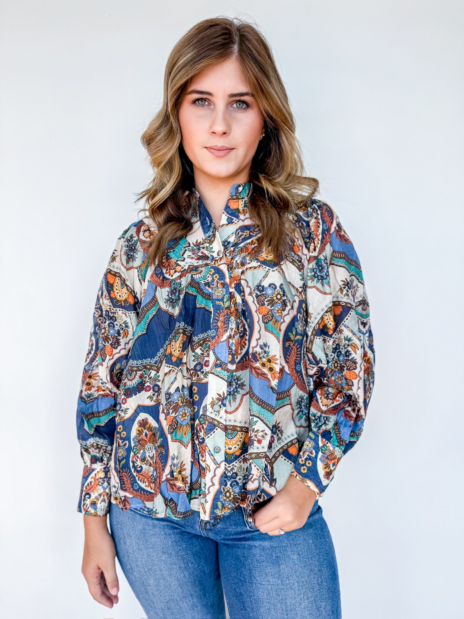 Vintage Bloom Print Top