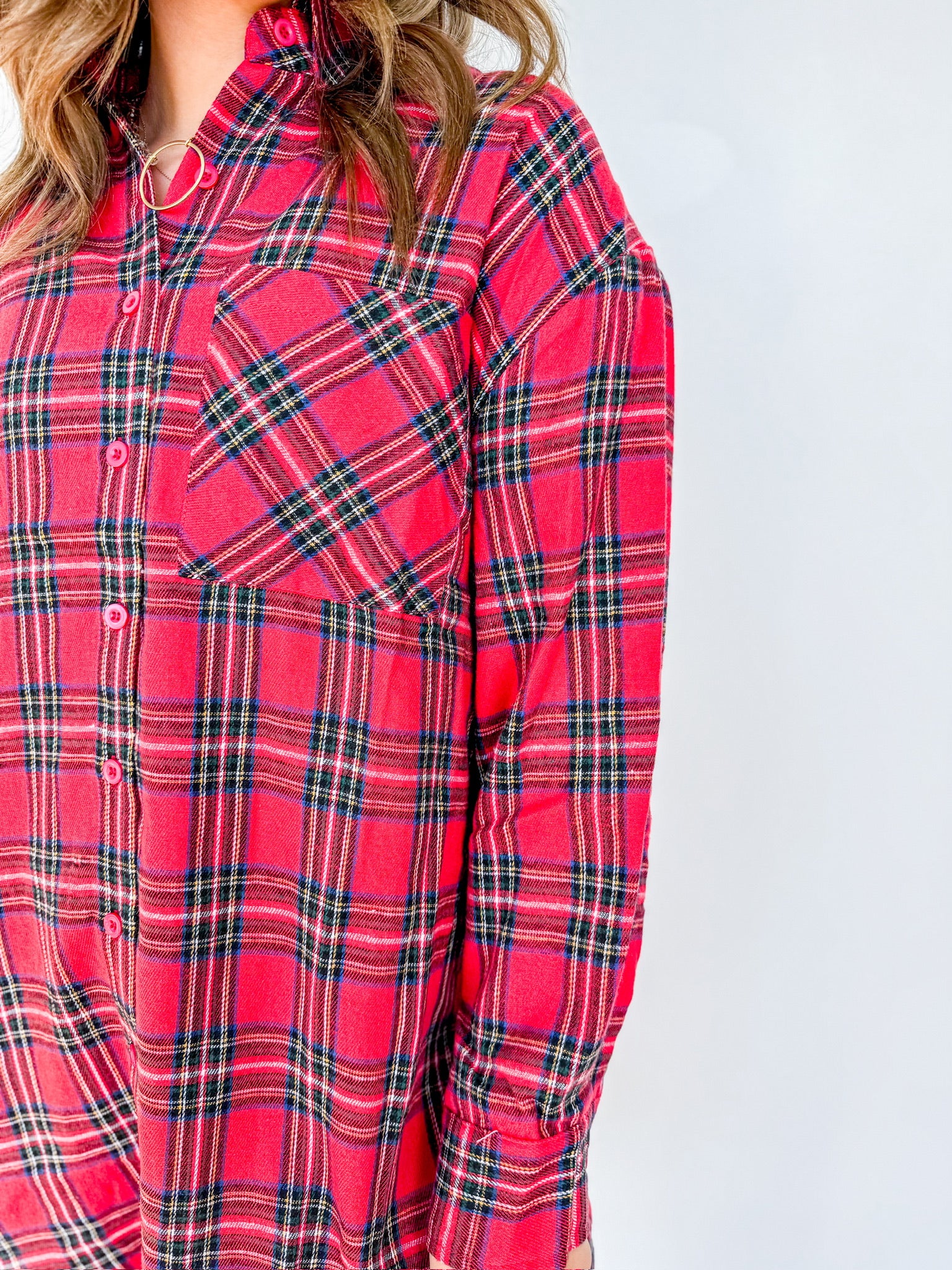 Merry Check Plaid Shirt Dress