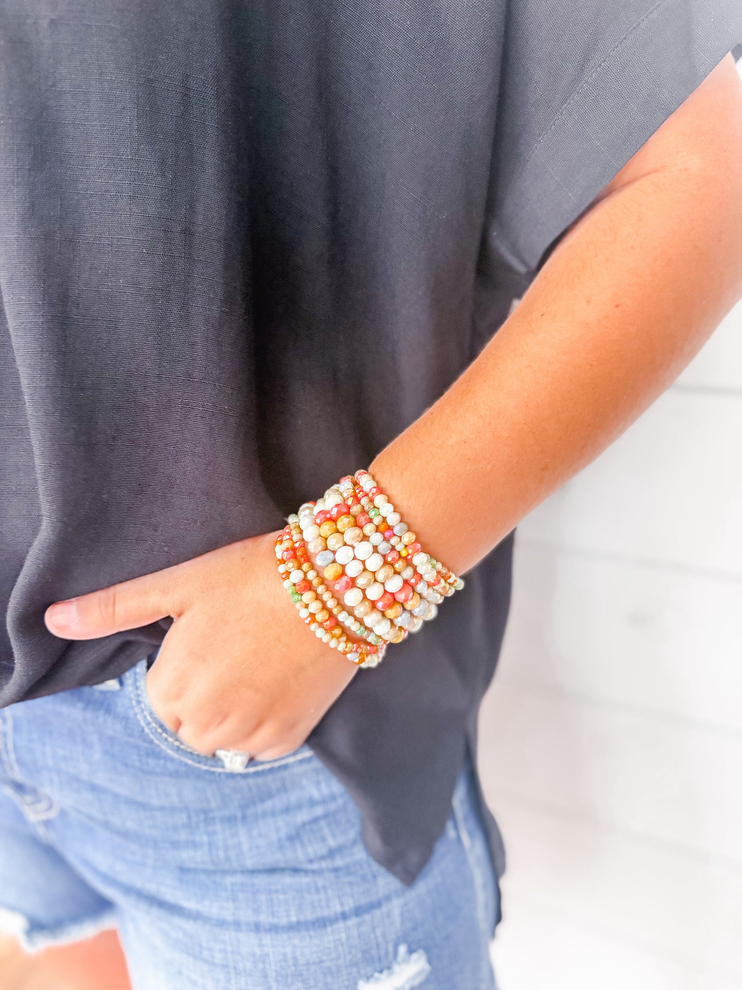 Bead Stretch Bracelets Three Colors