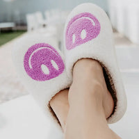 Purple Happy Face Slippers