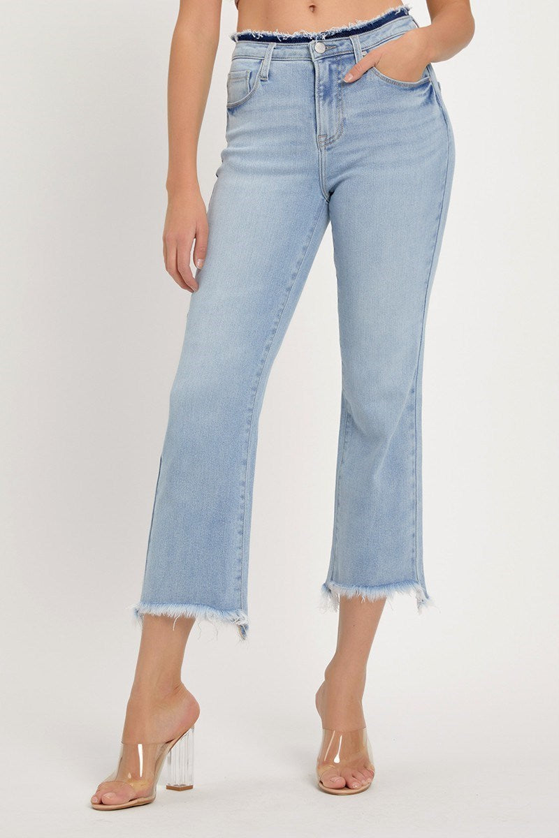 Risen Ally High Rise Crop Flare Denim