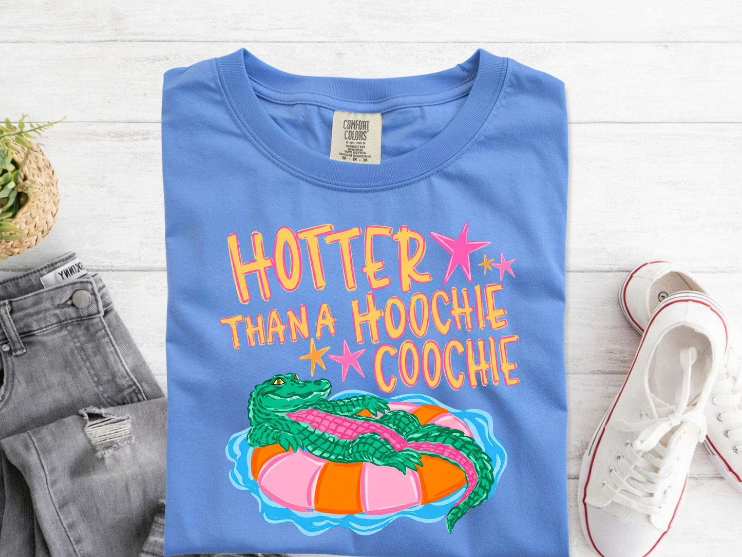 Hotter Than A Hoochie Coochie CC Tee (FLO BLUE)