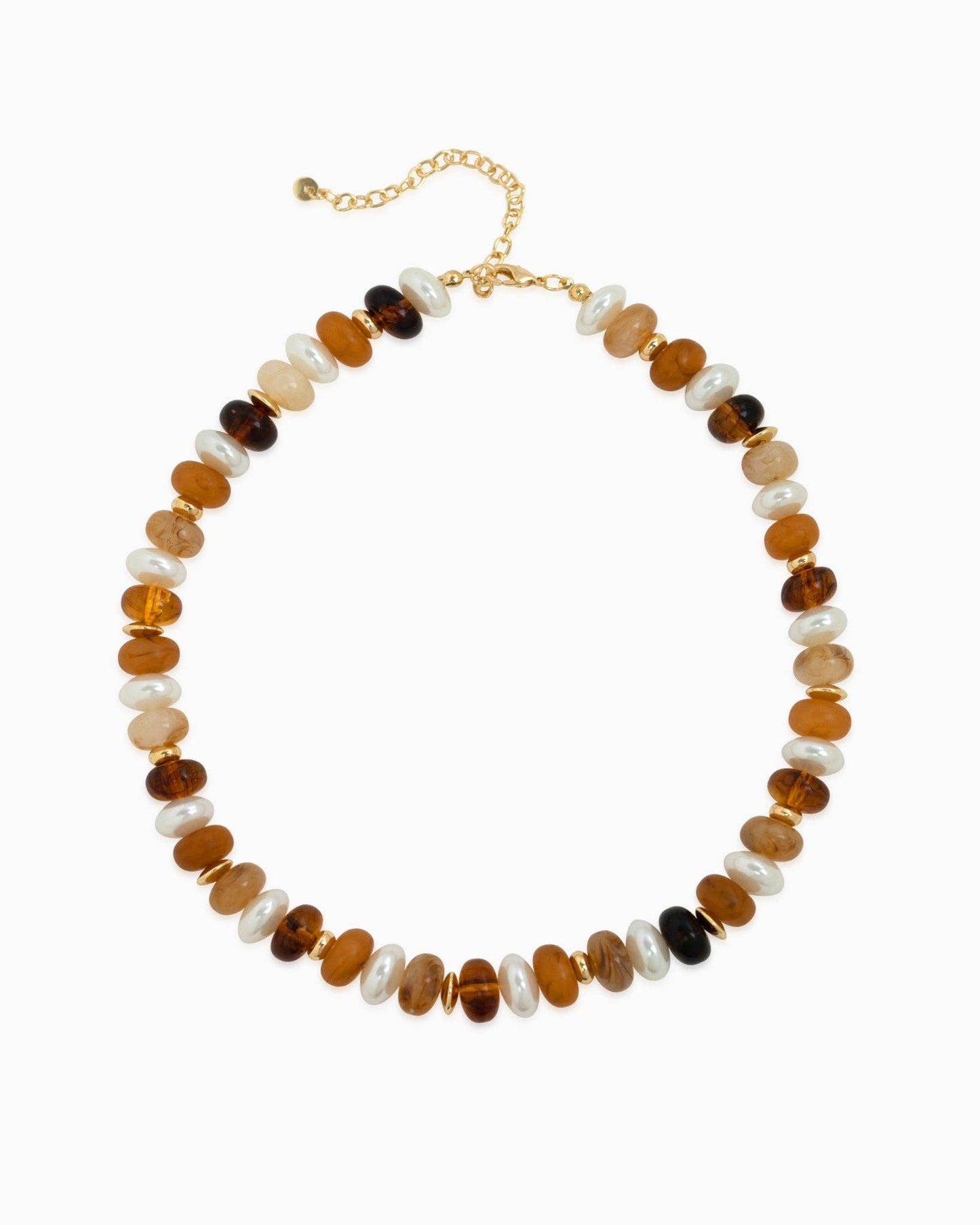 Marble Color Pearl Beaded Necklace: Brown