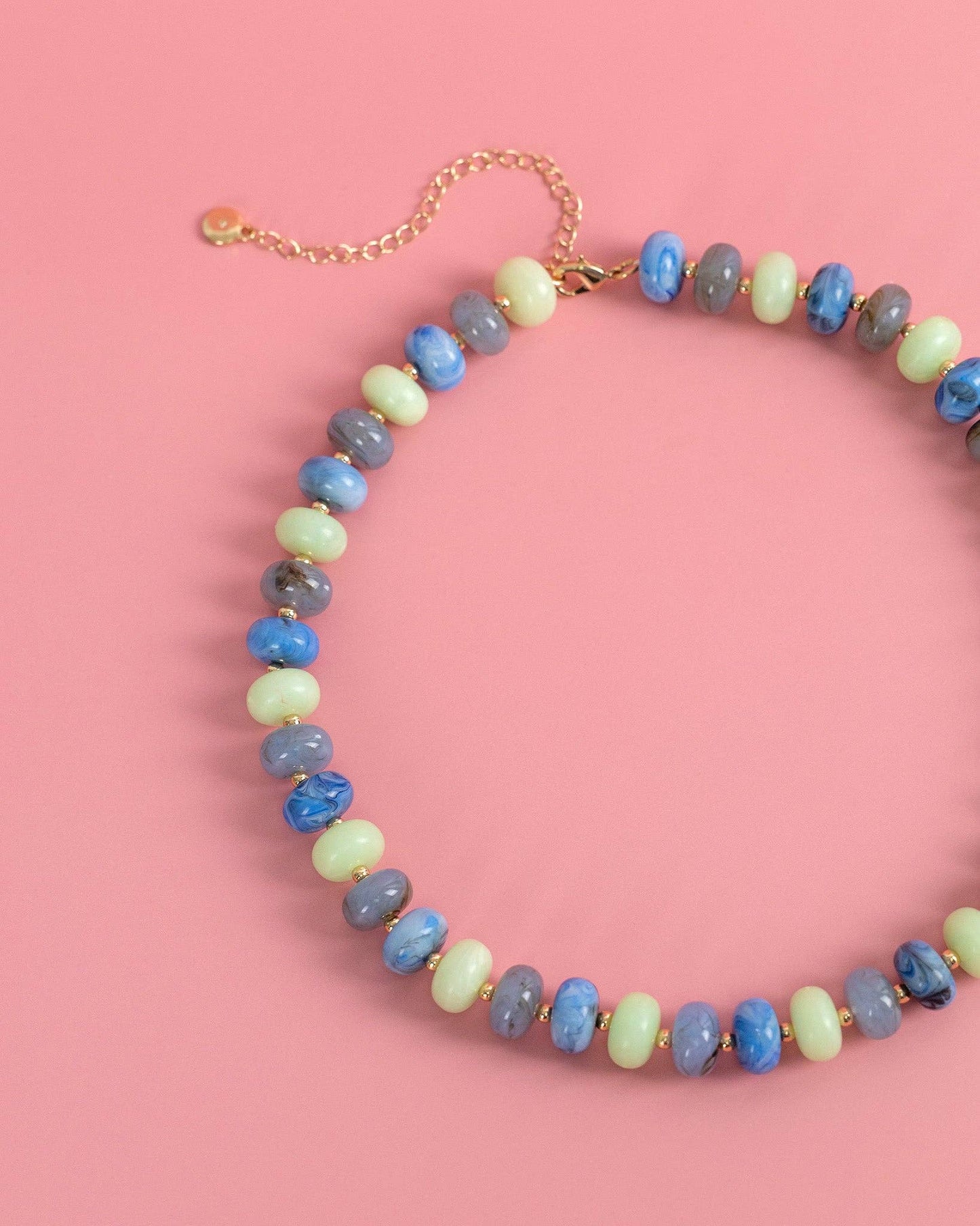 Mood Swirl Marble Bead Necklace: Blue