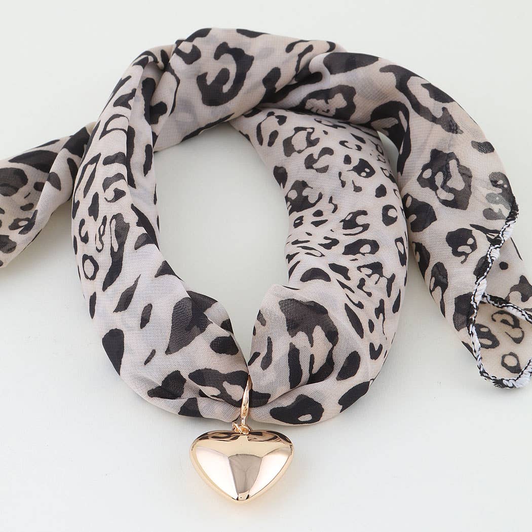 Heart Pendant Fabric Scarf Necklace: GBG