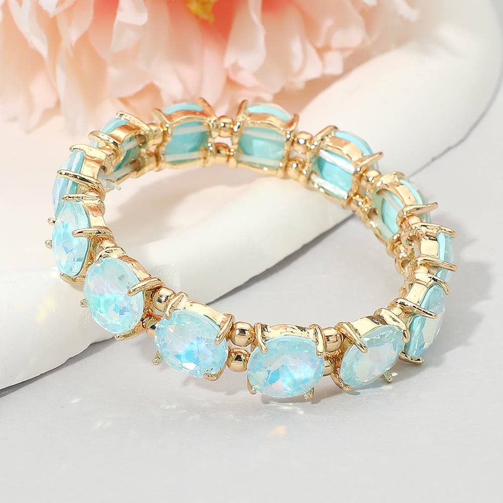 Round Stone Cluster Beaded Stretch Evening Bracelet Many colors