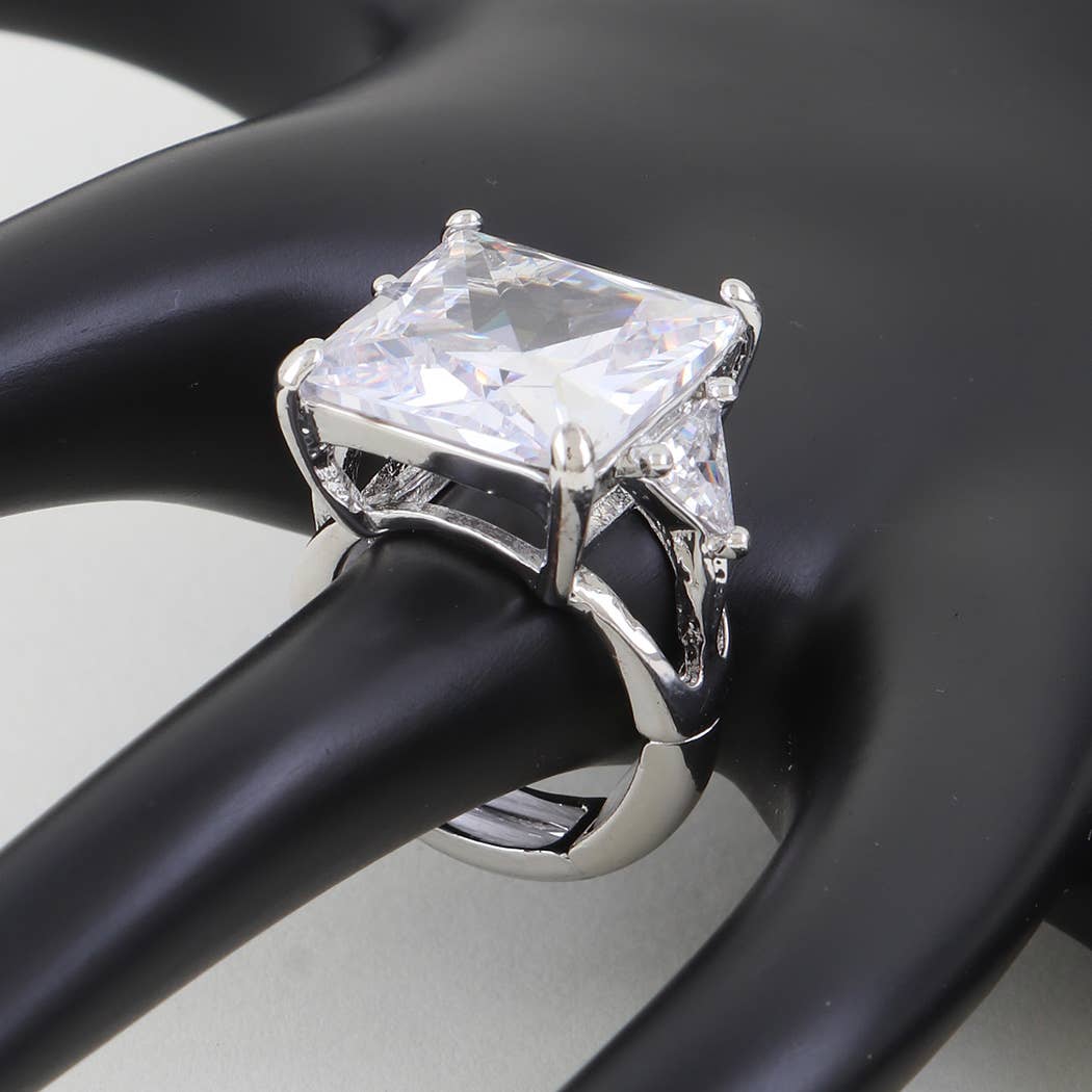 Cubic Rhinestone Statement Ring
