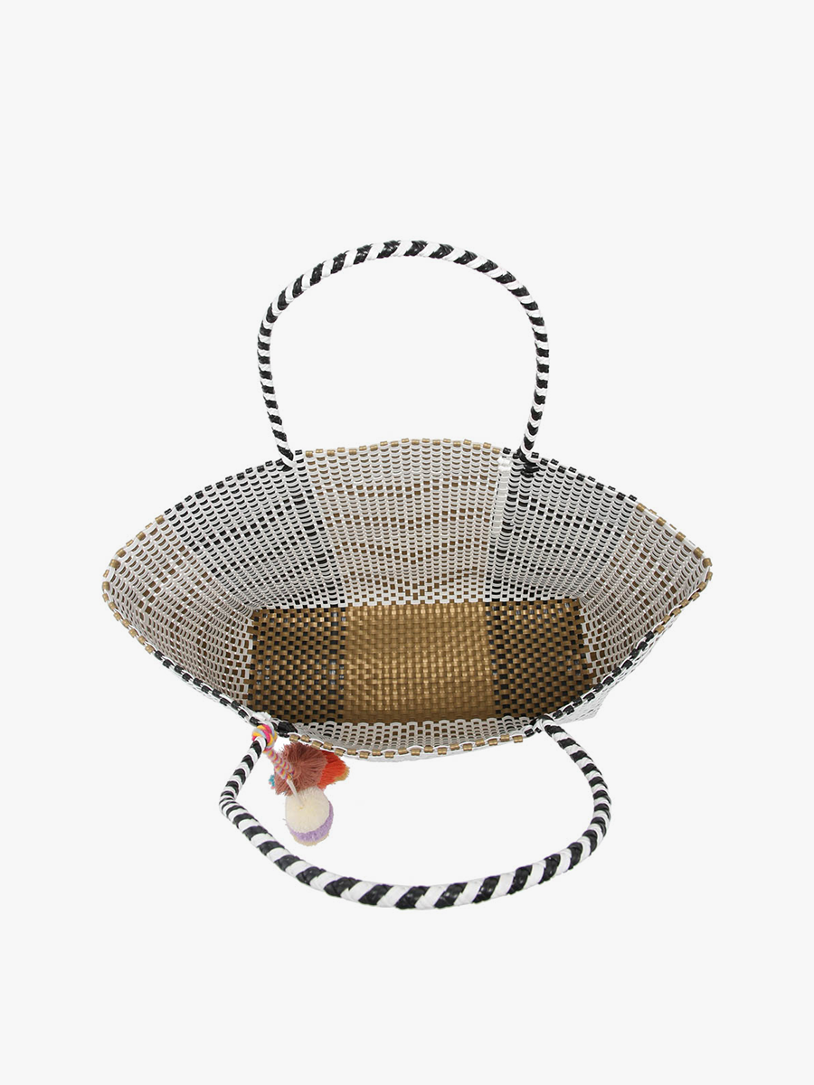 Shelby Large Handwoven Tote w/ Pom-Poms Three colors