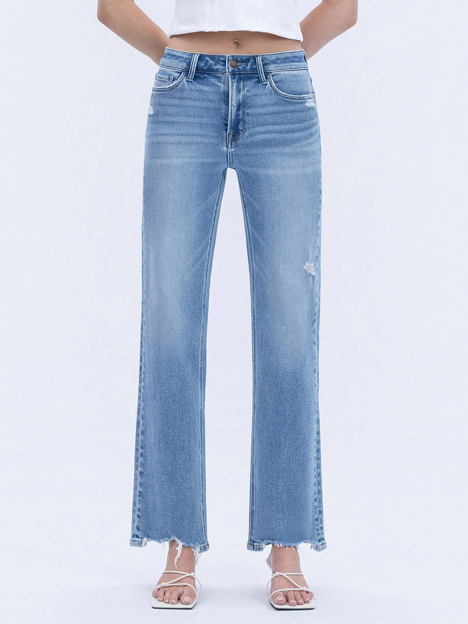 Vervet High Rise Distressed Hem Denim
